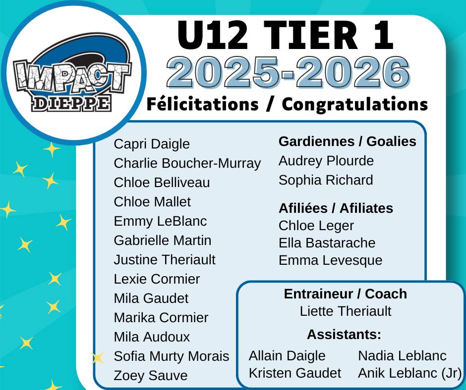 U12 Tier 1 Team Roster